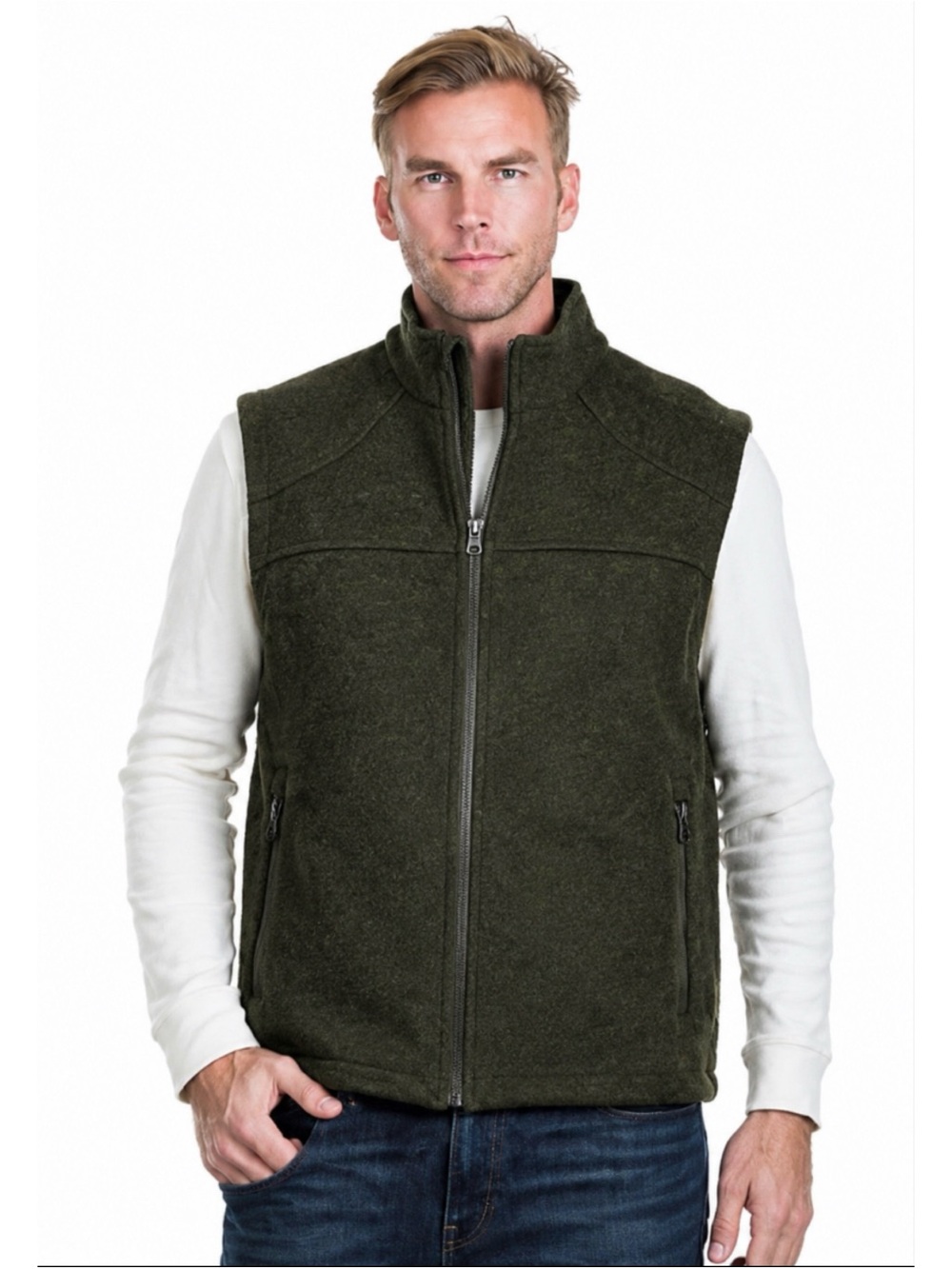 Ibex Arlberg Short Merino Wool Vest in Vintage Green  Size L ~ Excellent